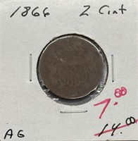1866 Two Cents Coin