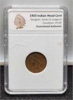 1903 Slab Indian Head Cent VF/XF