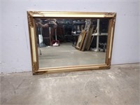 Large Gold Toned Framed Beveled Mirror