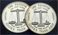 (2) 1 Troy Oz. Silver Rounds "Trade Unit"