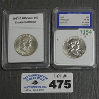 (2) Silver Franklin Half Dollars