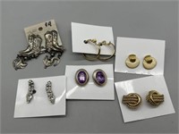 6- Pair Costume Jewelry Pierced Earrings