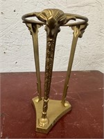 Vintage Brass Rams Head Crystal Ball Stand