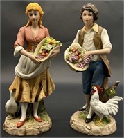 (2) Bisque Porcelain Folk Life Figurines