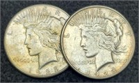 (2) 1923-S Peace Silver Dollar