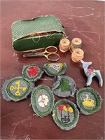 Vintage Pocket Sized Sewing Kit w/ Patches