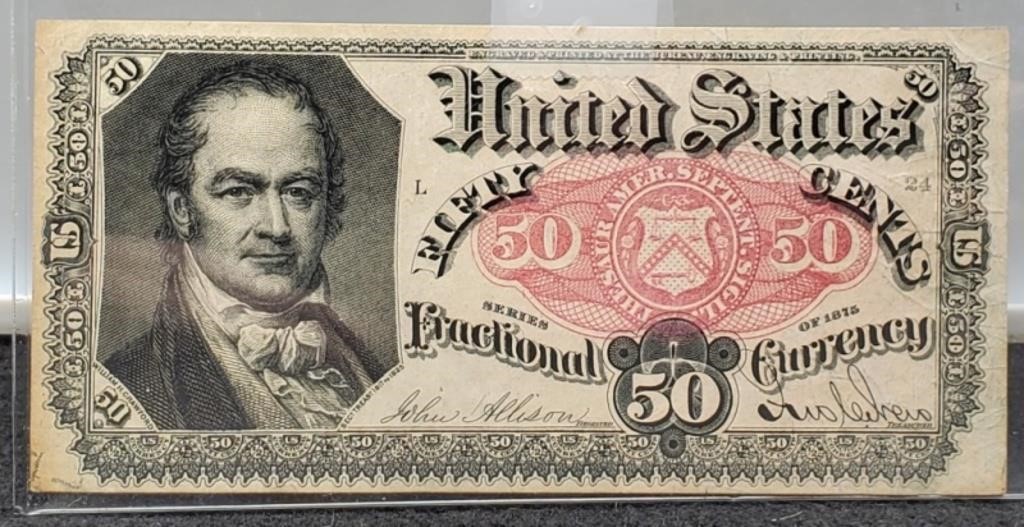 1875 Fifty Cent Fractional Currency Note 5th Issue