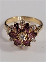 925 RING GOLD OVERLAY, PINK SAPPHIRES