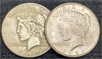 (2) 1924 Peace Silver Dollar