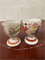 2 Vintage Hand Painted Porcelain Egg Cups