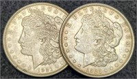 (2) 1921-D Morgan Silver Dollar