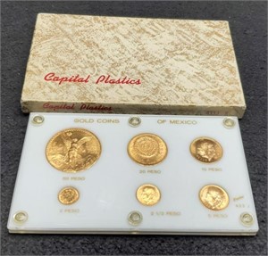 Set Of 6 Gold Coins Of Mexico