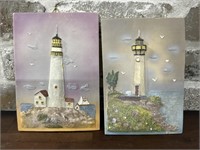 (2) Lighthouse Prints on Board