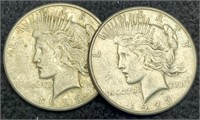 (2) 1923-S Peace Silver Dollar