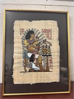 Vintage Signed Giant Pharaoh Papyrus Painting