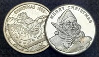 (2) Different 1 Troy Oz. Christmas Rounds: