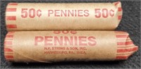(2) Early Rolls Wheat Cents:
