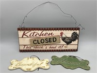(3) Kitchen Signs, as pictured