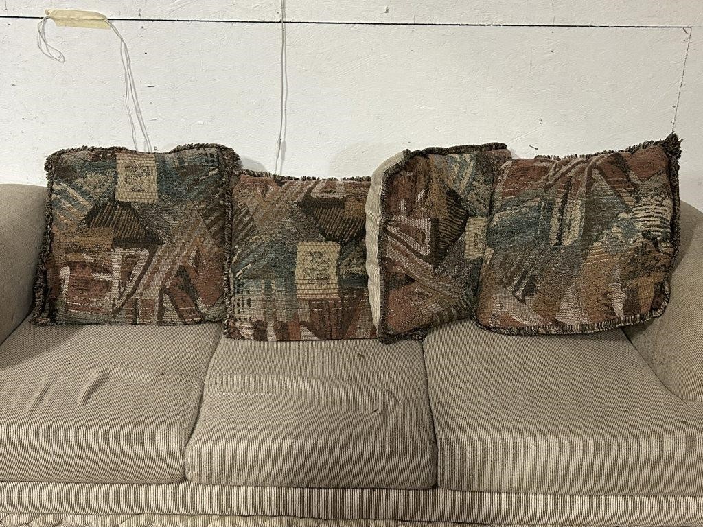 Vintage Brown Zebra-Print Couch w/ Cushions