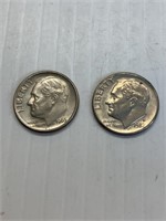 1965P and 1982D Roosevelt Dimes BU