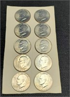 (10) 1971 Ike Dollars On Display Card
