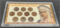 Display Of 10 Indian Head Cents In 2 Centuries