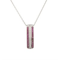 Sterling Silver Ruby Sapphire Bar Pendant Necklace