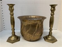 Brass Candle Stick holders and Planter