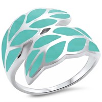 Sterling Silver Turquoise Leaf Ring