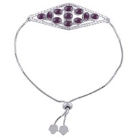 Sterling Silver Garnet Adjustable Bracelet