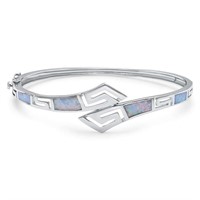 925 Silver White Opal Creation Greek Key Bracelet