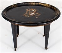 Victorian Papier Mache Tray Mounted Side Table