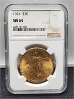 1924 Slab $20 Gold St. Gaudens Double Eagle
