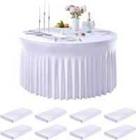 Outpain 8 Pack White Spandex Tablecloths For 72