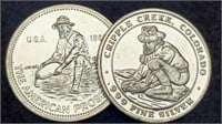(2) Different 1 Troy Oz. Silver Prospector Rounds
