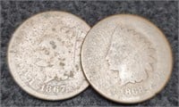 (2) Indian Head Cents: