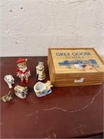 Wood Grey Goose Box with Vintage/Antique Smalls