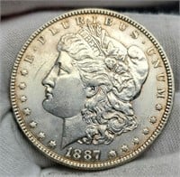1887 Morgan Silver Dollar AU