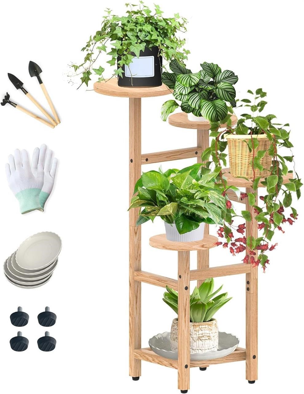 5 Tier Wood Plant Stand Indoor