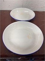 S/2 Vintage 7.5" Enamelware Bowls 18cm
