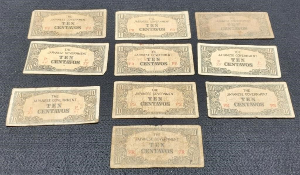 (10) Japanese WWII Military Notes