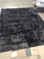 8' X 11' Black Fuzzy Rug
