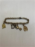 7" Gold Plate Bracelet w/sterling Charms