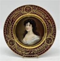Royal Vienna Beehive Mark Burgundy Portrait Plate