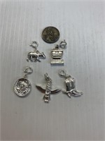 Sterling Silver Charms w/1943 Steel Lincoln Cent
