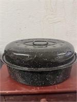 Black & White Graniteware Roasting Pan