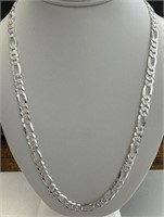 925 Silver Reversible Figaro Diamond Cut Chain