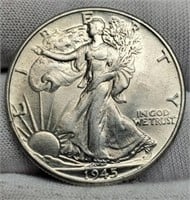 1945 Walking Liberty Half Dollar AU
