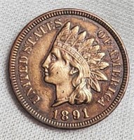1891 Indian Head Cent AU