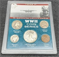5 Coin WWII Display w/ Silver